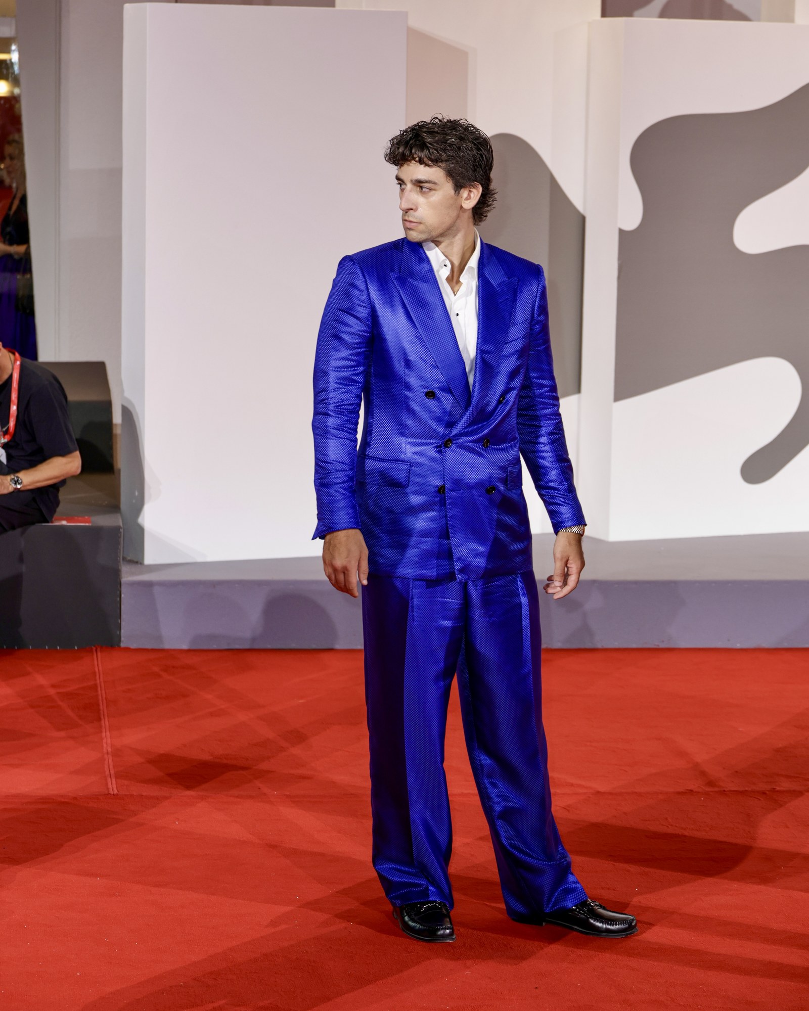 Gary Flip, blue suit, Venice Film Festival red carpet